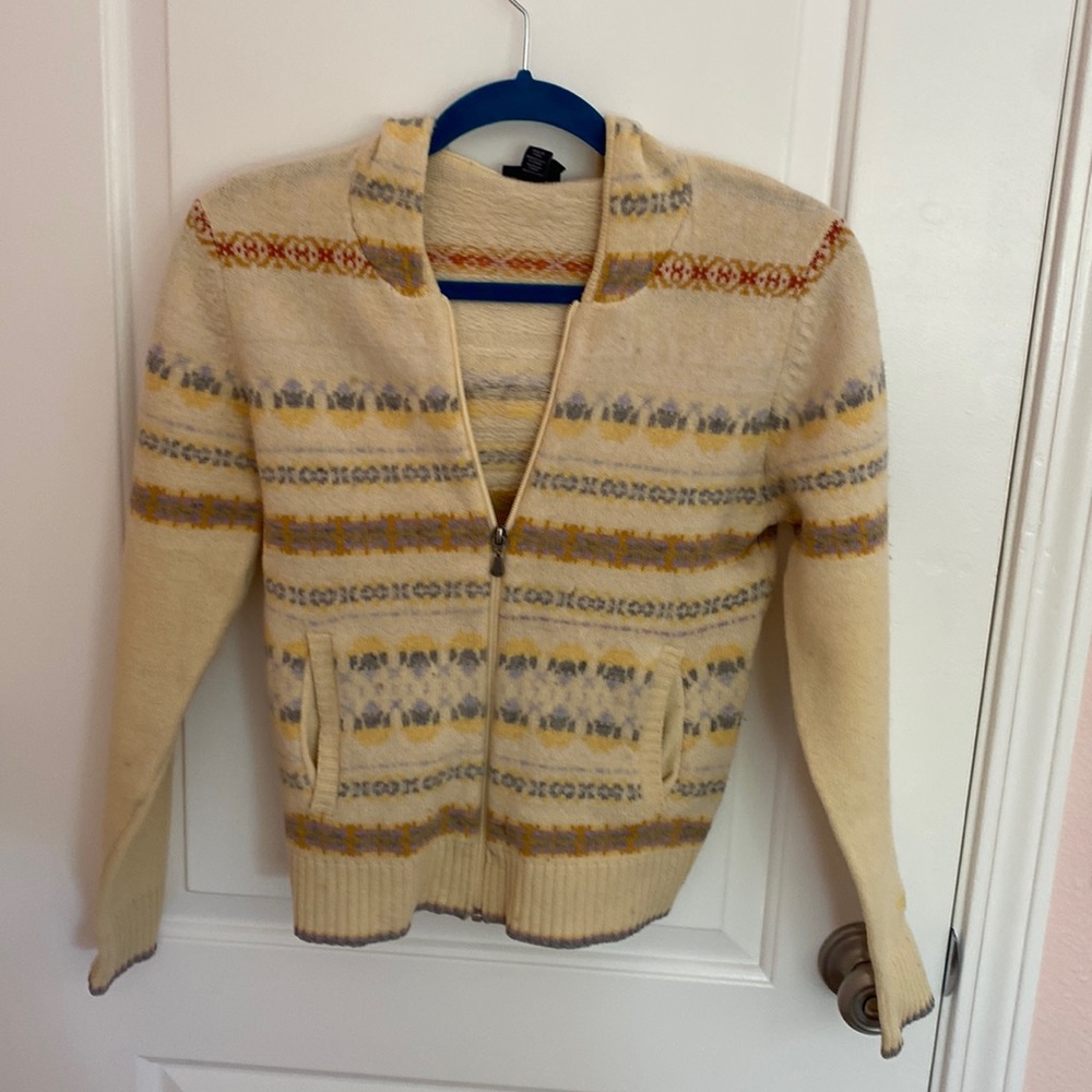 Yellow lambs wool Gant zipper hoodie